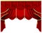 Retro red stage curtain. Realistic luxury silk curtains, theater scene interior drapery decoration, portiere drapes