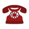 Retro red telephone icon isolated on white background, vintage rotary phone. Vector illustration