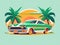 Retro Revival: Classic Car in Vibrant Miami Streets