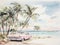 Retro Riviera: 1950\\\'s Beach Bliss Captured in Soft-Hued Oil Pastels