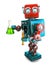 Retro robot with laboratory glassware. Isolated. Contians clipping path