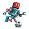 Retro robot playing soccer. Isolated. Contains clipping path.