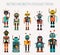 Retro robots collection with different characters, vector design