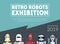 Retro Robots Exhibition Banner Template, Artificial Intelligence Technologies Advertising Flyer, Poster, Promotional