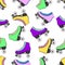 Retro roller-skates seamless pattern