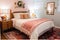 retro room with fluffy bed and cute throw pillows for ultimate cozy retreat