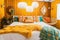 retro room with fluffy bed and cute throw pillows for ultimate cozy retreat