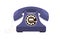 Retro rotary telephone with disk dial, headset, receiver of 1937. 300 type desk set. Old history phone device with