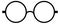 Retro round glasses frame icon. Black eyeglasses symbol