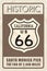 Retro route 66 sign. Historic roud banner. Travel California, US