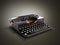 Retro rusty typewriter 3d render on gradient background