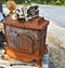 Retro rusty  wood stove vintage   market