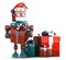 Retro Santa Robot with gift boxes. Christmas concept. , contains clipping path