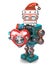 Retro Santa Robot with mechanical heart. . Contains clipping path