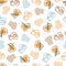 Retro Seamless Pattern with Bread Toast Vector Graphic Illustration