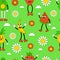 Retro seamless pattern, groovy background. Vector hippy pattern with 70s, 80s vibes groovy elements funny comic cartoon characters