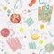 Retro seamless pattern with knitting accessories