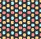 Retro seamless pattern with multi color circles in vector on dark background.