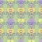 Retro seamless pattern with pansy flowers in 1960 style. Floral aesthetic print for T-shirt, fabric, paper, stationery. Hand drawn