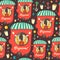 Retro seamless pattern with popcorn seller.