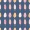 Retro seamless pattern with popsicle ice creams in 1960s style. Sweet food summer print for T-shirt, textile and fabric.