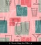 Retro seamless pattern of various outlined cocktail glasses.