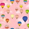 Retro seamless travel balloons pattern on pink background