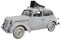 Retro second world war period car with a megaphone isolated on