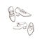 Retro shoes illustration. Shoes repair shop vintage sign. Hand draw style