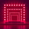 Retro show stage with light frame decoration. Game winner casino vector background