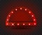 Retro SHOW TIME arc frame signs realistic vector illustration. Red arc frame with electric bulbs for performance, cinema