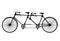 Retro silhouette tandem bicycle isolated on a white .