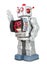 Retro silver robot is waving isolated