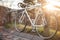 Retro single speed race bike in sunlight