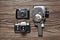 Retro SLR camera, rangefinder and mechanical movie camera
