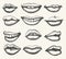 Retro smiling and kissing mouth set