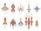 Retro Space Flying Rockets and Ships Pixelart Set