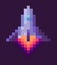 Retro Spaceship, Pixel Art Game Rocket at Night