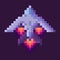 Retro Spaceship, Pixel Art Game Rocket at Night