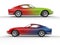 Retro sports cars - color mix - side view