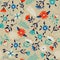 Retro spring flower pattern background art