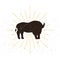 Retro standing bison silhouette logo