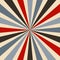 Retro starburst or sunburst background vector pattern with a vintage color palette of red blue black and gray in a radial striped