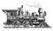 Retro steam locomotive, train. Vintage sketch vector illustration