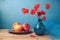 Retro still life with poppies and apples