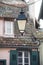 retro street light in a typical french alsatian village