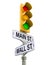 Retro street sign with traffic light