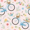 Retro style blue bicycles with flower bouquets background