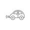 Retro Style Car With Turned on Headlights Outline Vector Icon