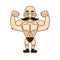 Retro style circus strong man with mustache character